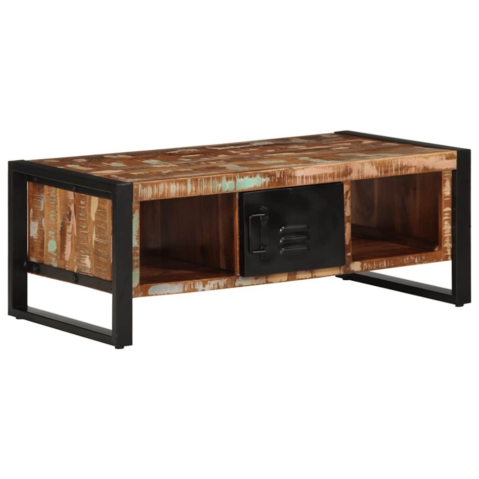 Mesa de centro multicolor 90x50x36 cm madera maciza