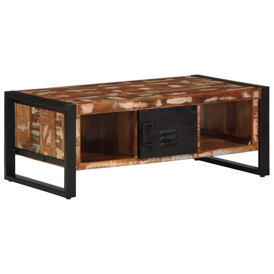 Mesa de centro multicolor 90x50x36 cm madera maciza