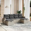 Set de sofás de jardín 6 pzas y cojines ratán sintético gris