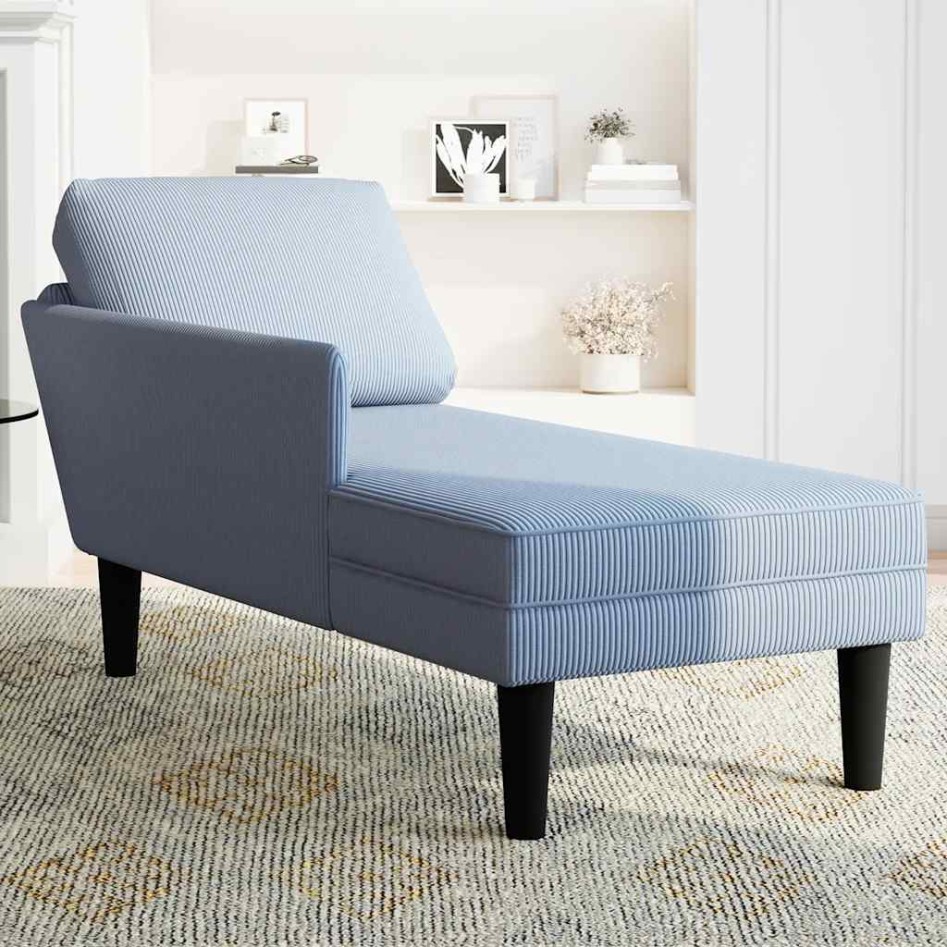 Chaise longue con cojín de tela de pana
