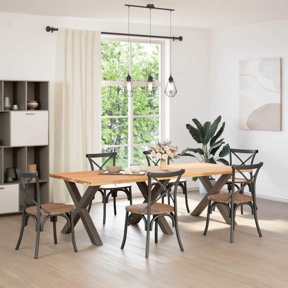 Patas para mesa comedor forma X 3uds acero natural