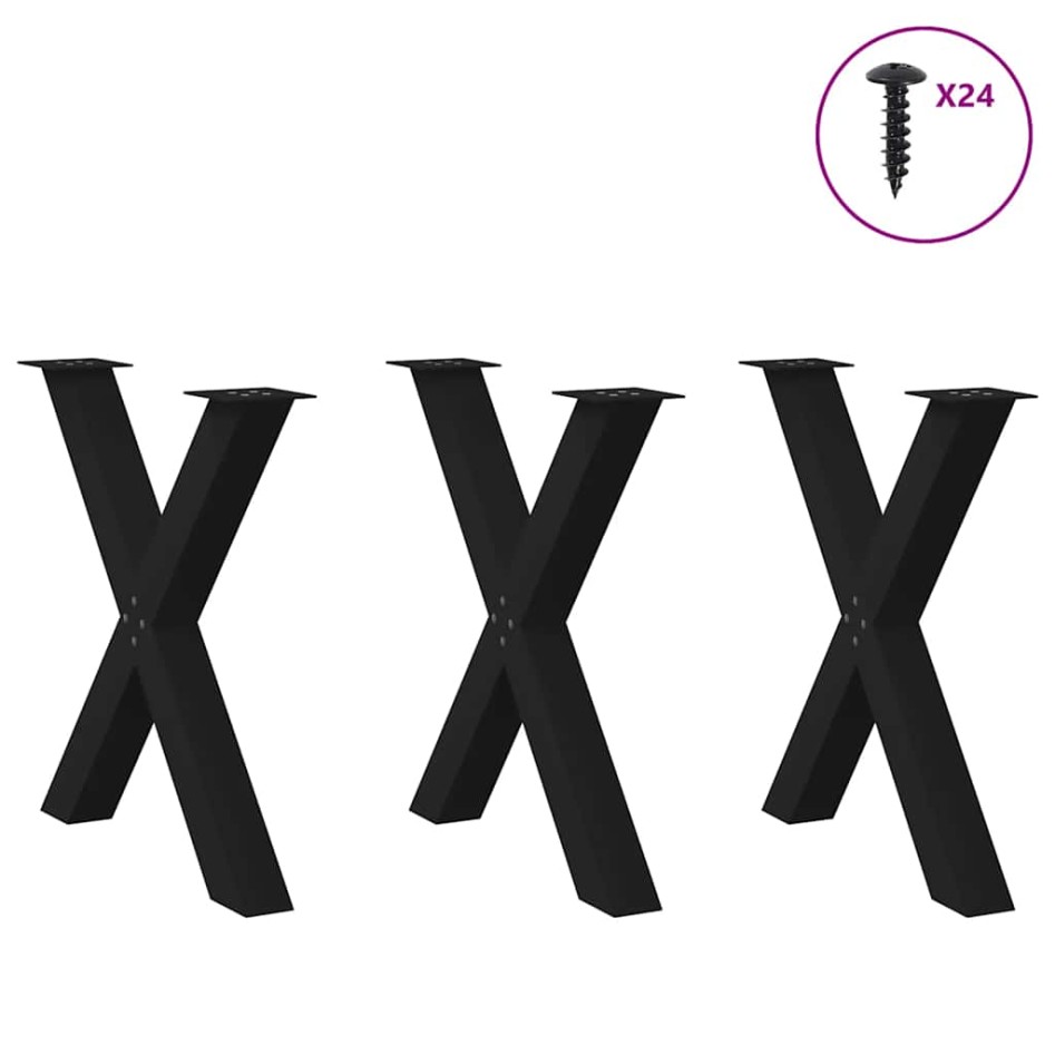 Patas para mesa de comedor en forma de X 3 uds acero