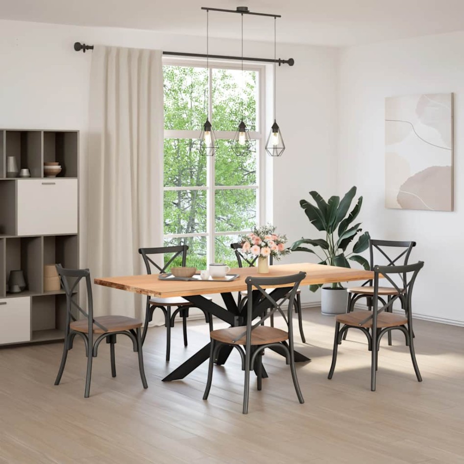 Pata de mesa comedor forma araña negra 150x78x(72-73) cm