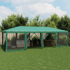Carpa para fiestas con 12 paredes de malla HDPE verde 8x4