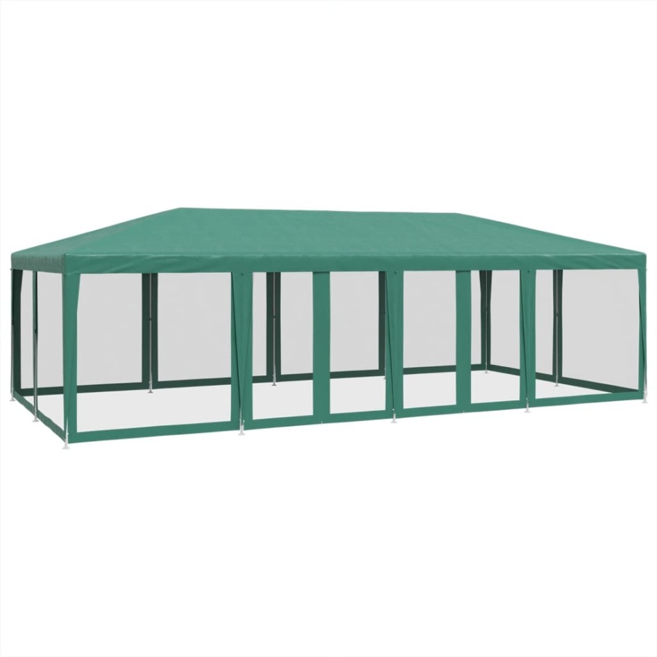 Carpa para fiestas con 12 paredes de malla HDPE verde 8x4