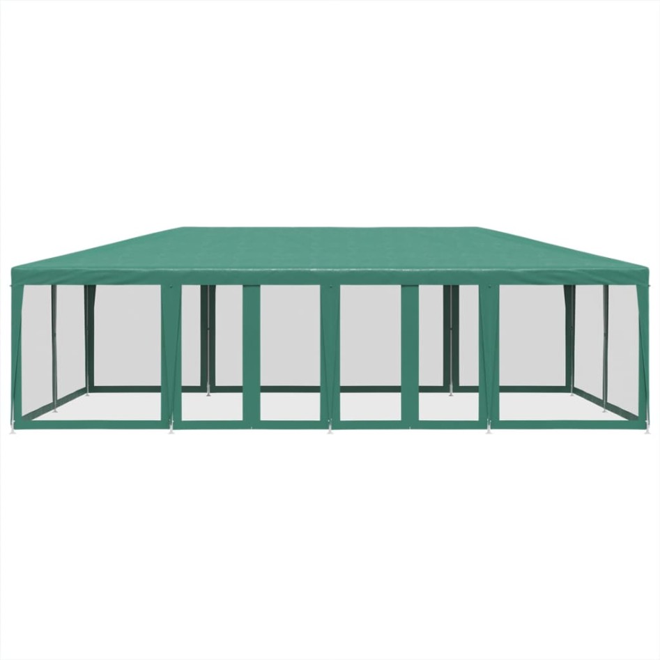 Carpa para fiestas con 12 paredes de malla HDPE verde 8x4