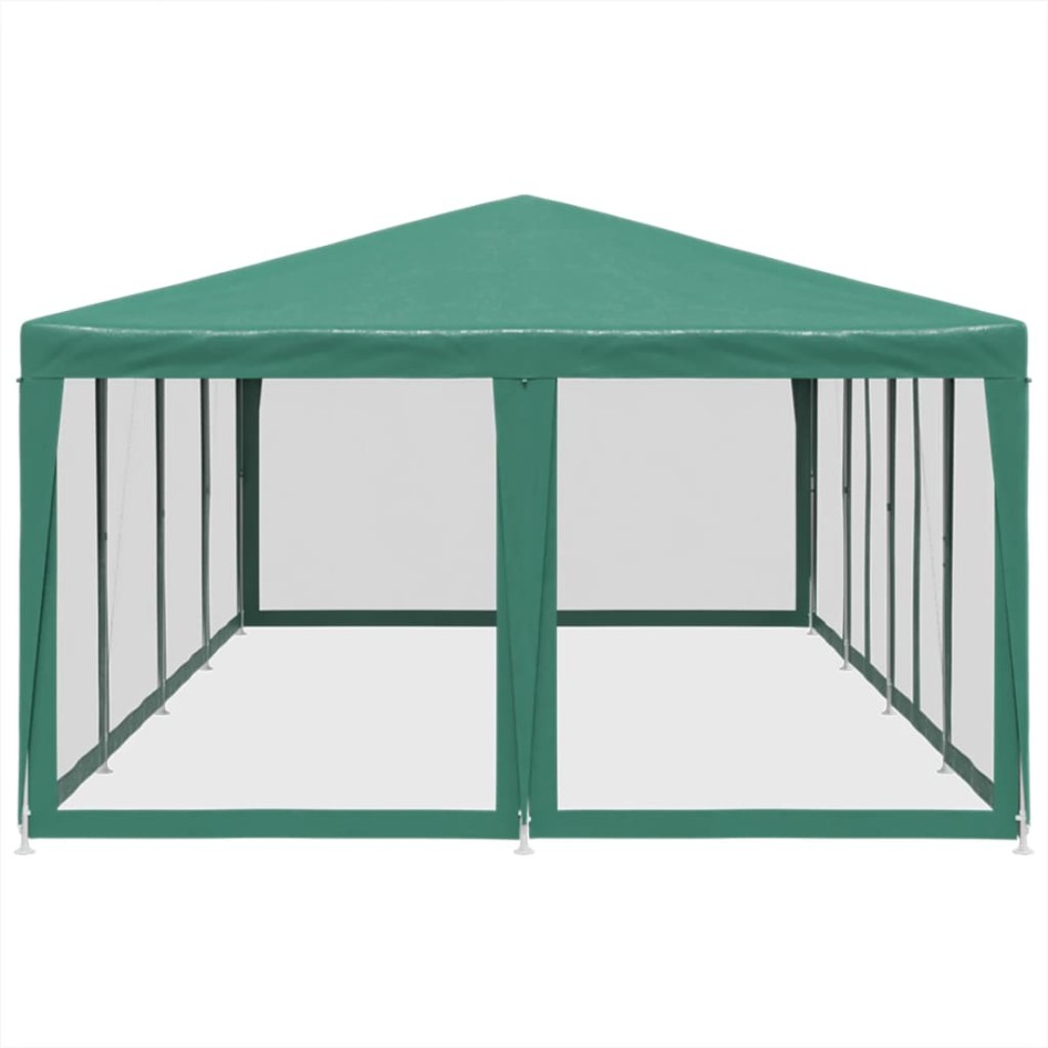 Carpa para fiestas con 12 paredes de malla HDPE verde 8x4