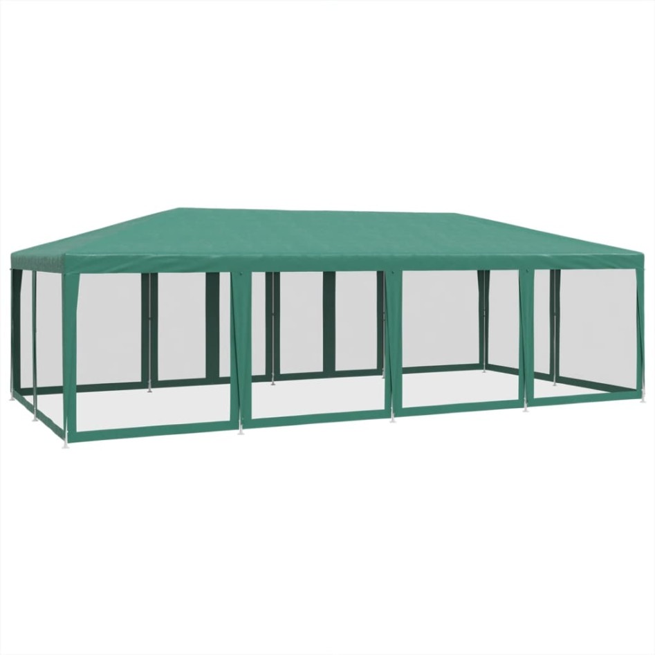 Carpa para fiestas con 12 paredes de malla HDPE verde 8x4