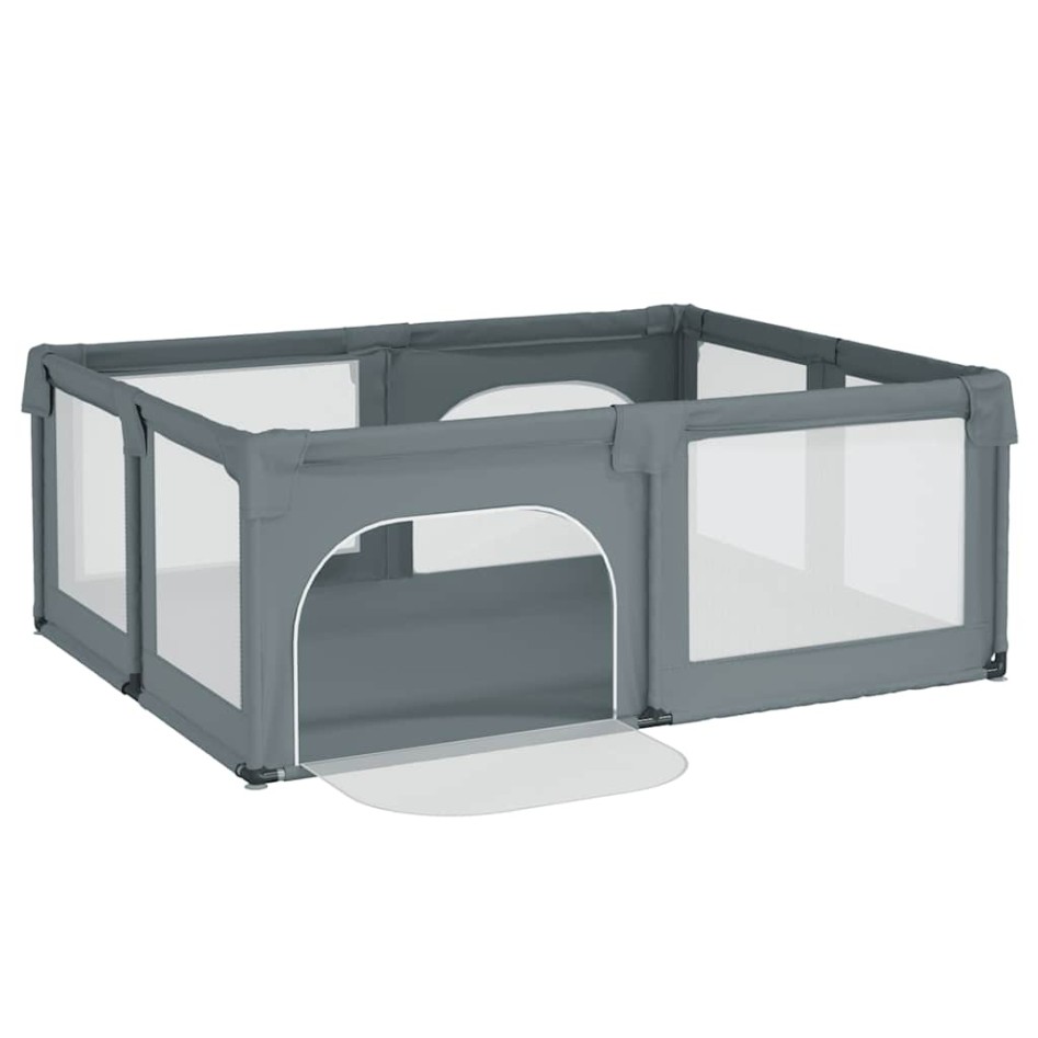 Parque para bebés con 2 puertas tela Oxford gris