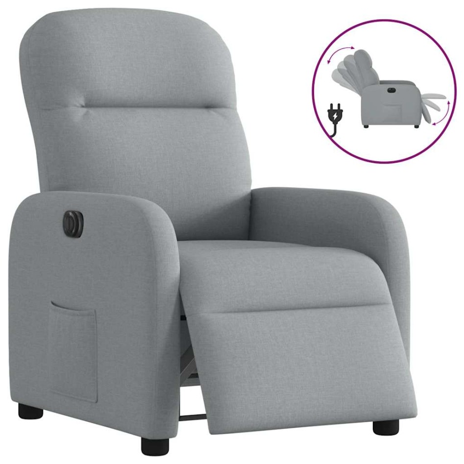 Sillón reclinable eléctrico tela gris