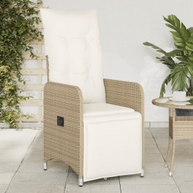 Silla de jardín reclinable con cojines ratán sintético