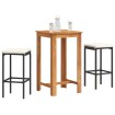 Mesa y taburetes de jardín 3 pzas madera acacia ratán PE negro