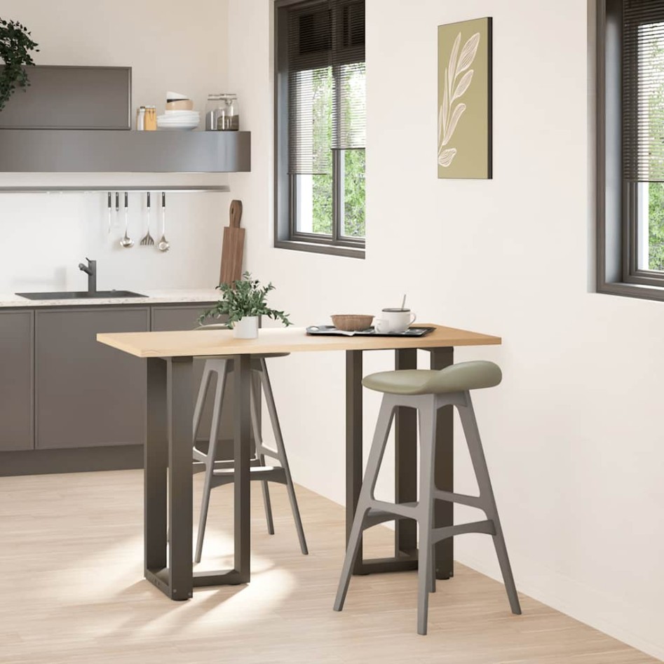 Patas de mesa bar forma T 2 uds acero natural 50x35x(90-91)