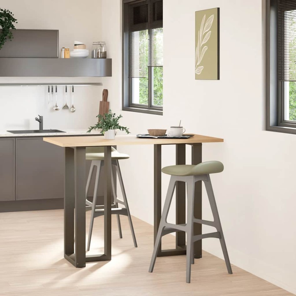 Patas mesa bar forma T 2 uds acero natural 50x35x(100-101)