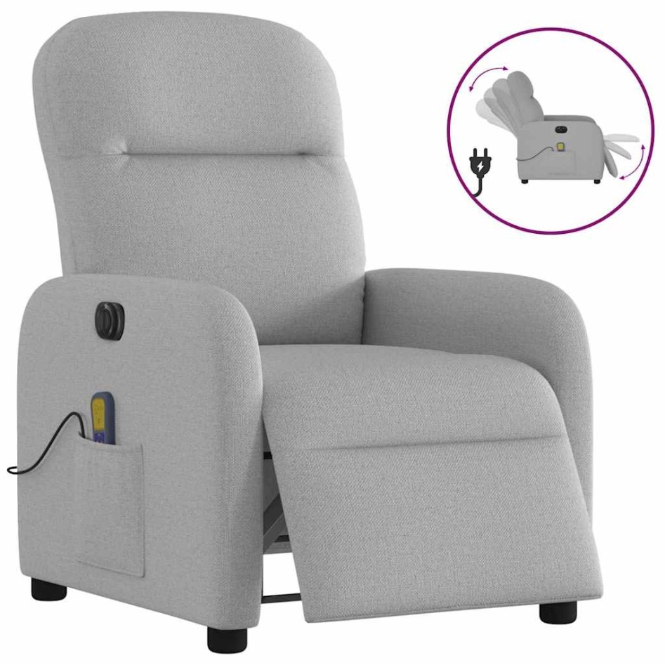 Sillón reclinable de masaje eléctrico tela gris