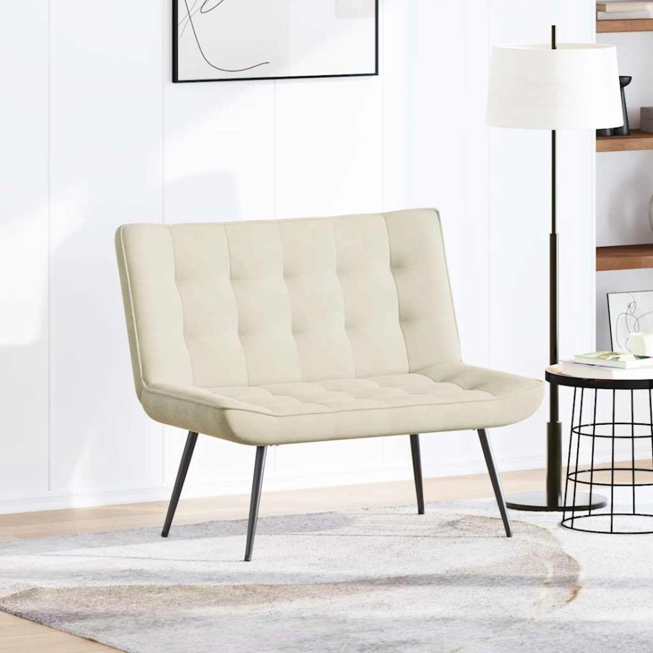 Banco de terciopelo color crema 110x74x84