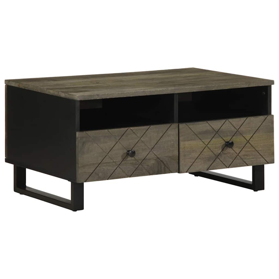 Mesa de centro madera maciza de mango negra 80x54x40