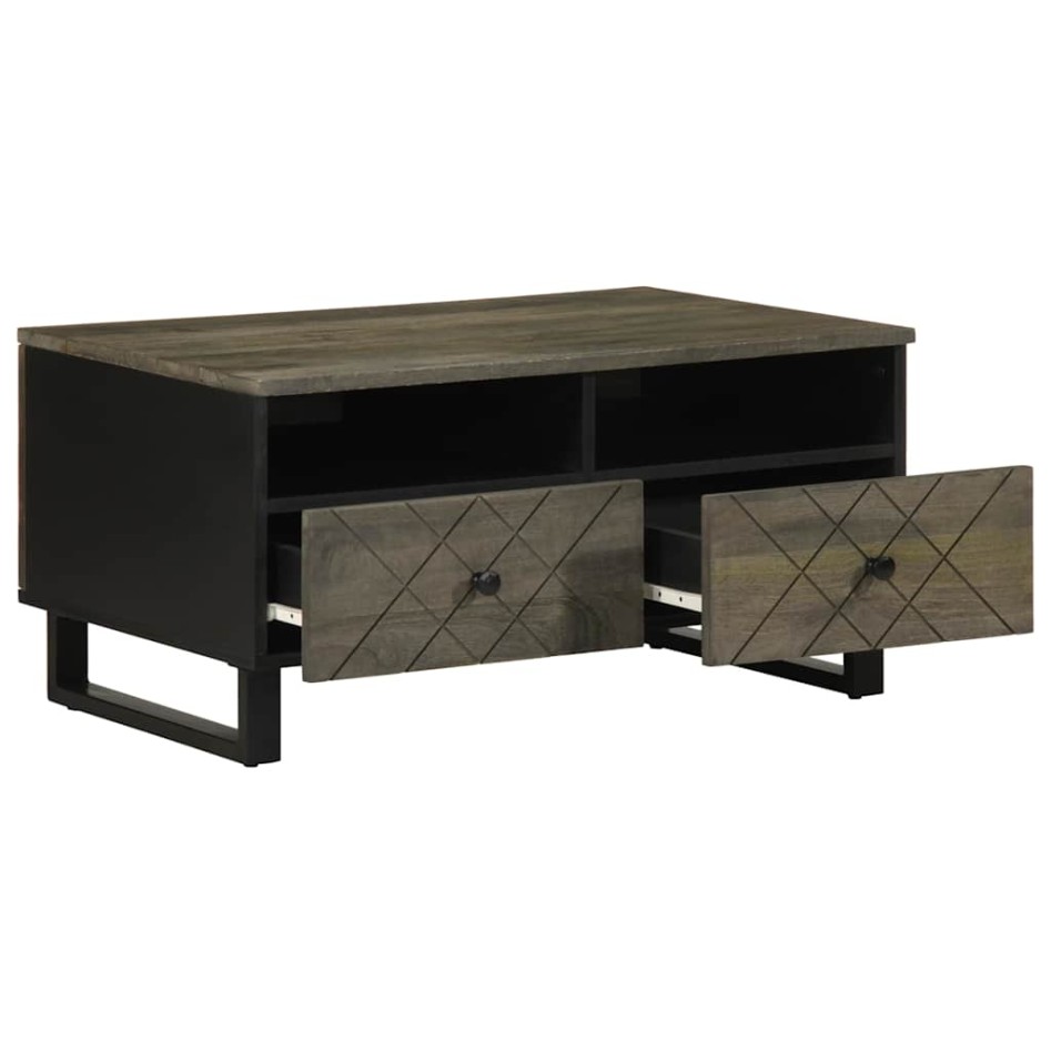 Mesa de centro madera maciza de mango negra 80x54x40
