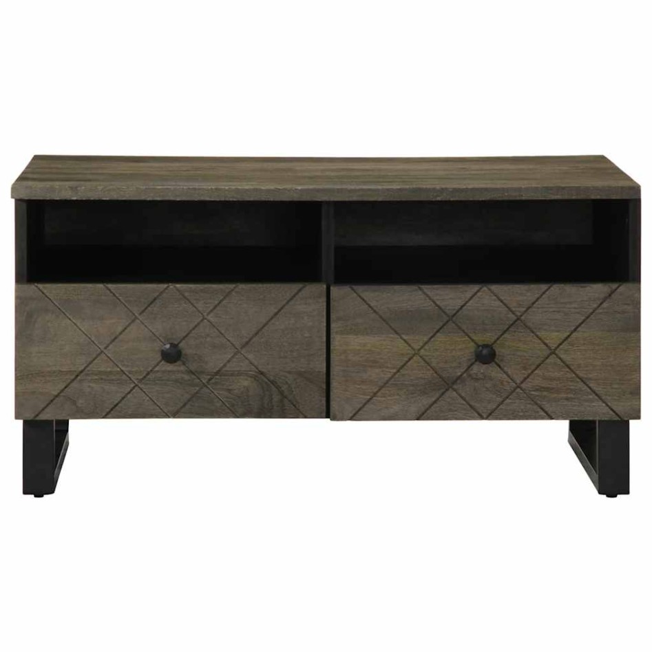 Mesa de centro madera maciza de mango negra 80x54x40