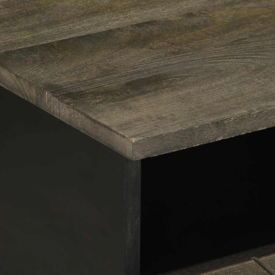 Mesa de centro madera maciza de mango negra 80x54x40