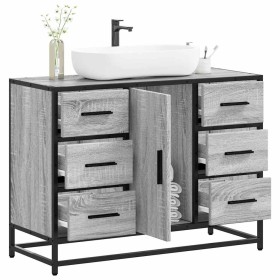 Armario lavabo baño madera ingeniería gris Sonoma 80x33x60
