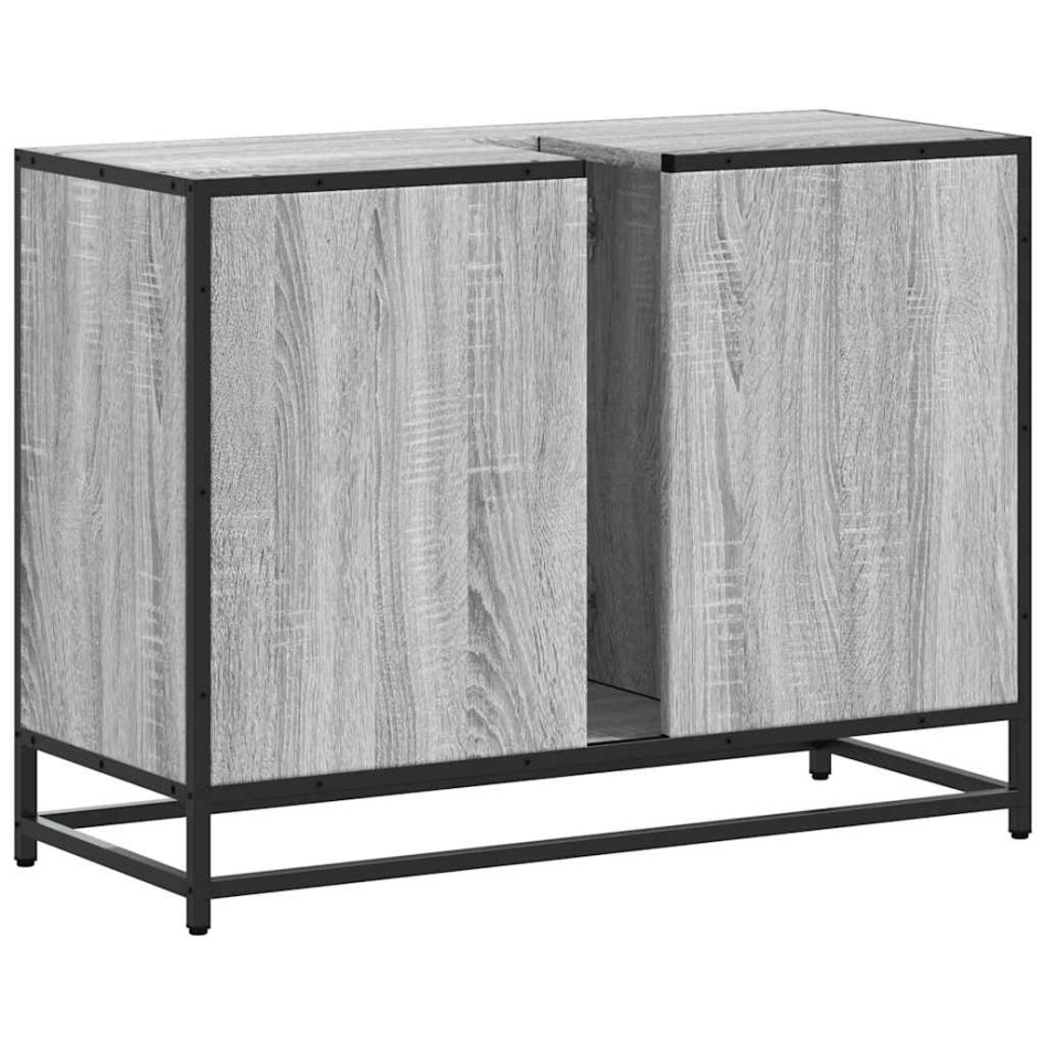 Armario lavabo baño madera ingeniería gris Sonoma 80x33x60