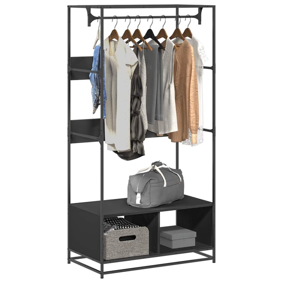 Armario de madera de ingeniería negra 90x50x180