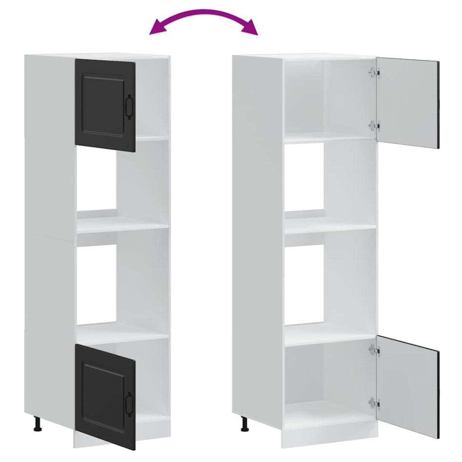 Armarios para horno 2 uds Lucca negra madera de