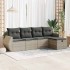 Set de sofás jardín y cojines 5 pzas ratán sintético gris