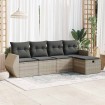 Set de sofás jardín y cojines 5 pzas ratán sintético gris claro