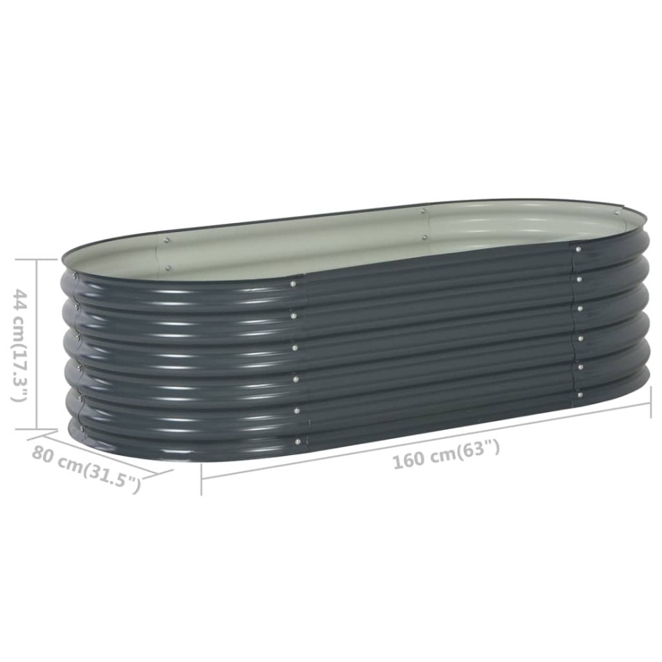 Arriate de acero galvanizado gris 160x80x44