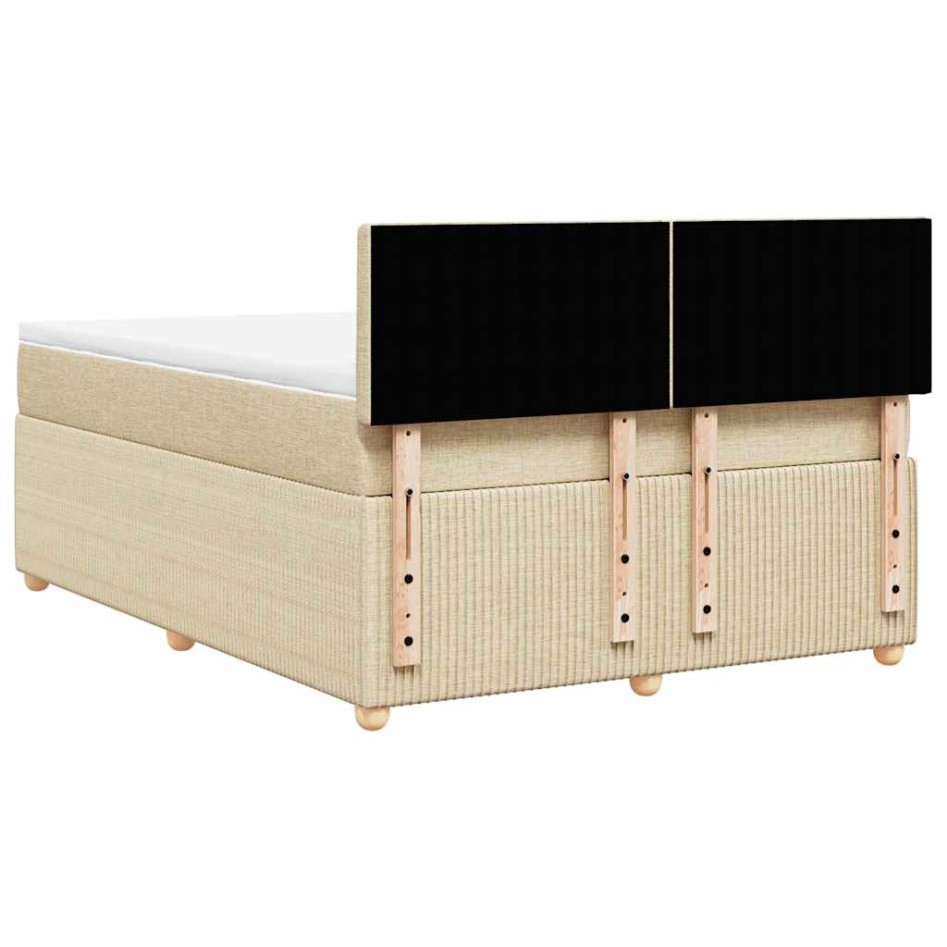 Cama box spring con colchón tela color crema 160x200