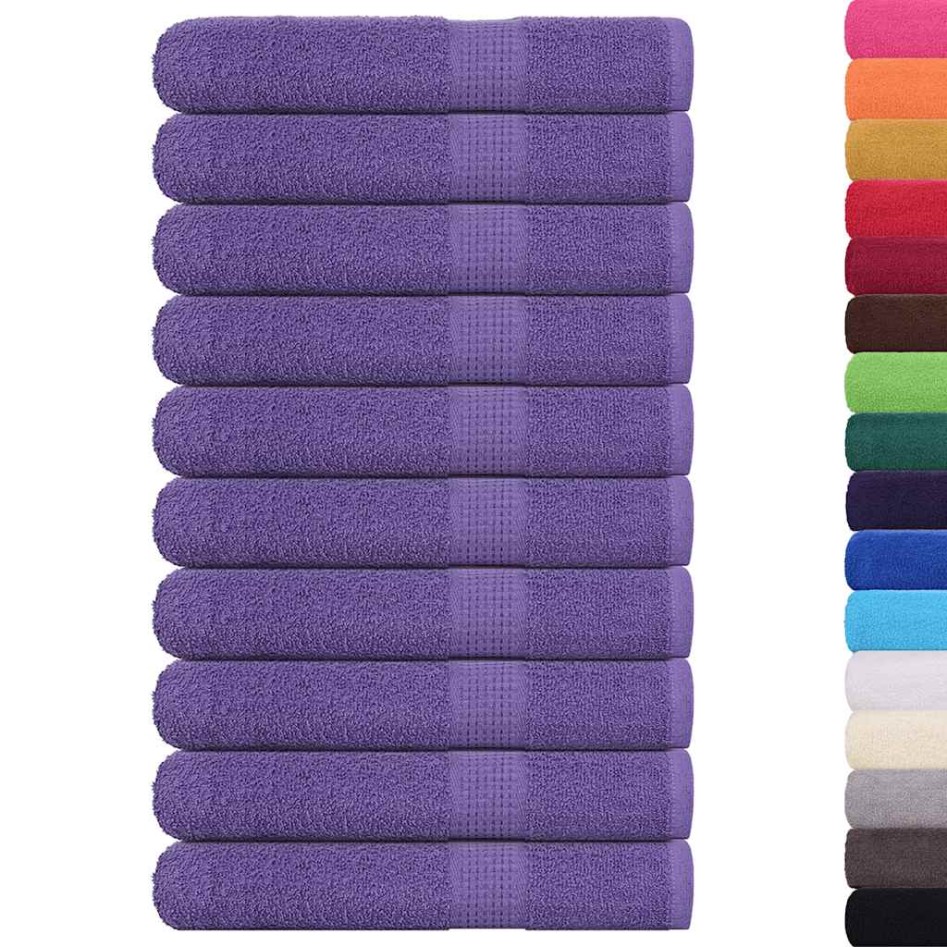 Toallas de sauna 10 uds 100% algodón morado 80x200 cm 360