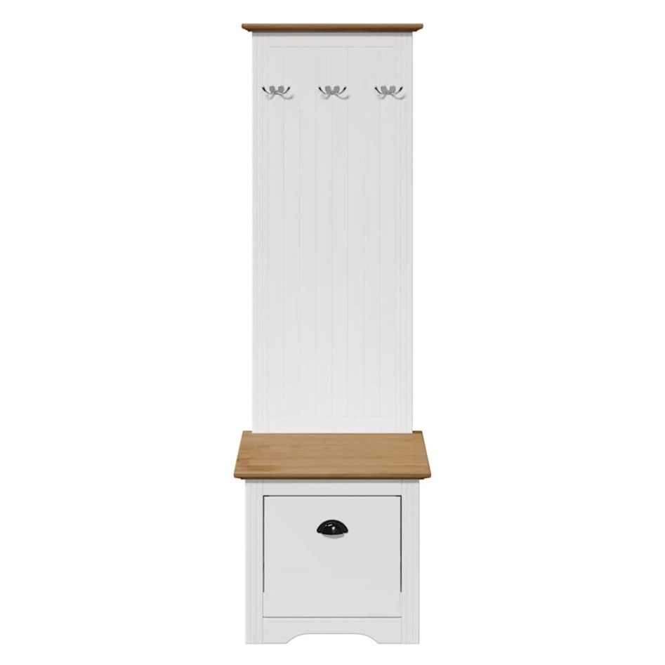 Mueble de entrada con ganchos BODO blanco y marrón 50x40x157