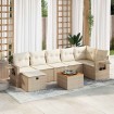 Set de sofás de jardín y cojines 8 piezas ratán sintético beige