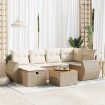Set sofás de jardín 7 piezas y cojines ratán sintético beige
