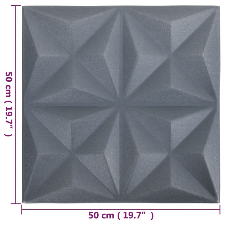 Paneles de pared 3D 48 unidades gris origami 12 m² 50x50