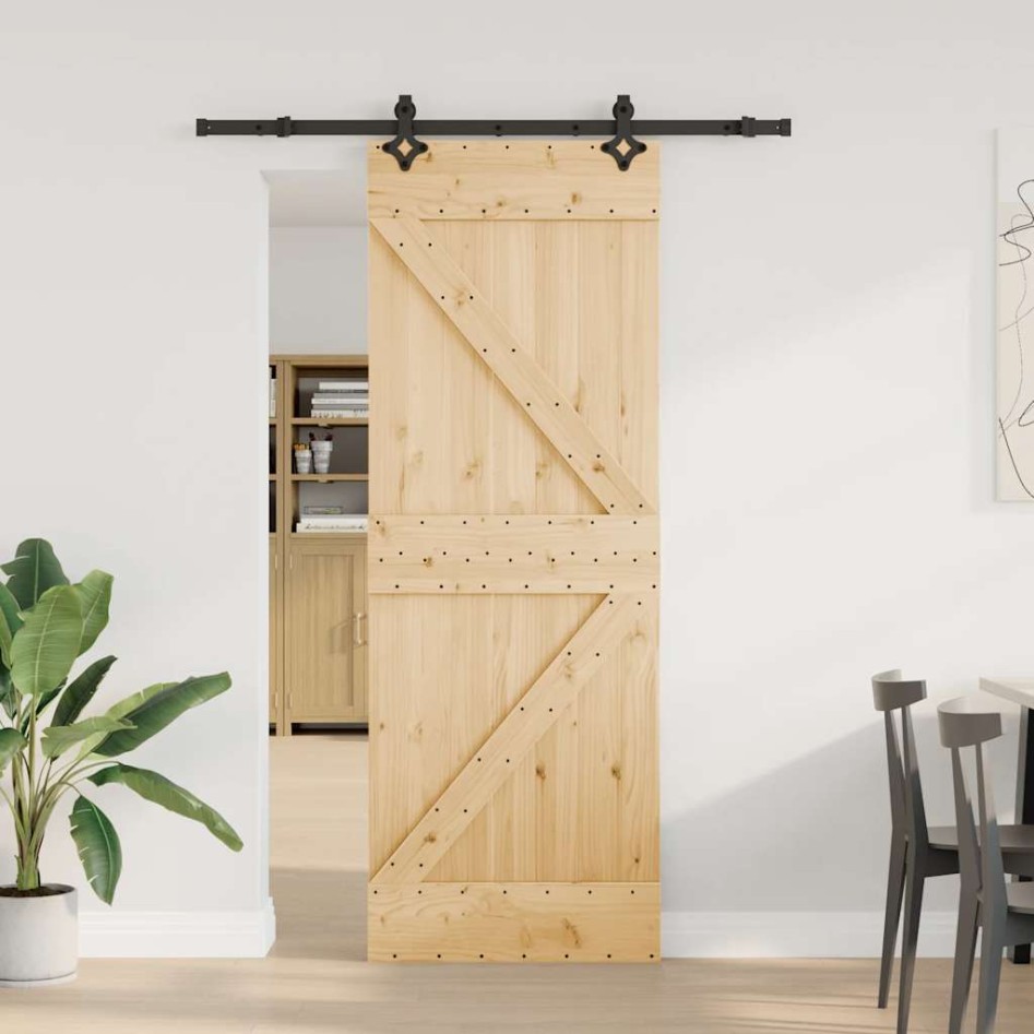Puerta corredera con herrajes madera maciza de pino 70x210