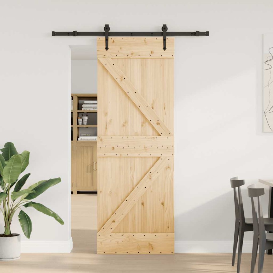 Puerta corredera con herrajes madera maciza de pino 70x210
