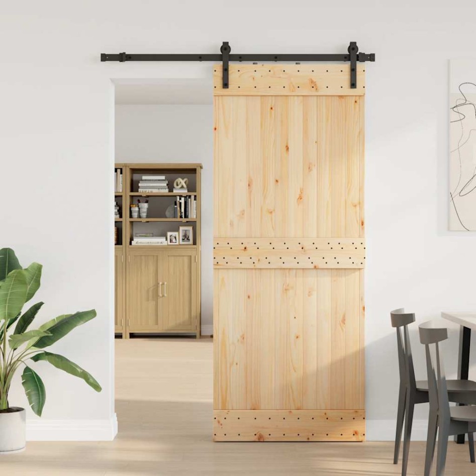 Puerta corredera con herrajes madera maciza de pino 85x210
