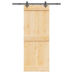 Puerta corredera con herrajes madera maciza de pino 80x210