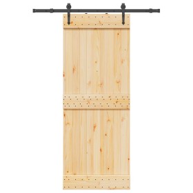 Puerta corredera con herrajes madera maciza de pino 80x210