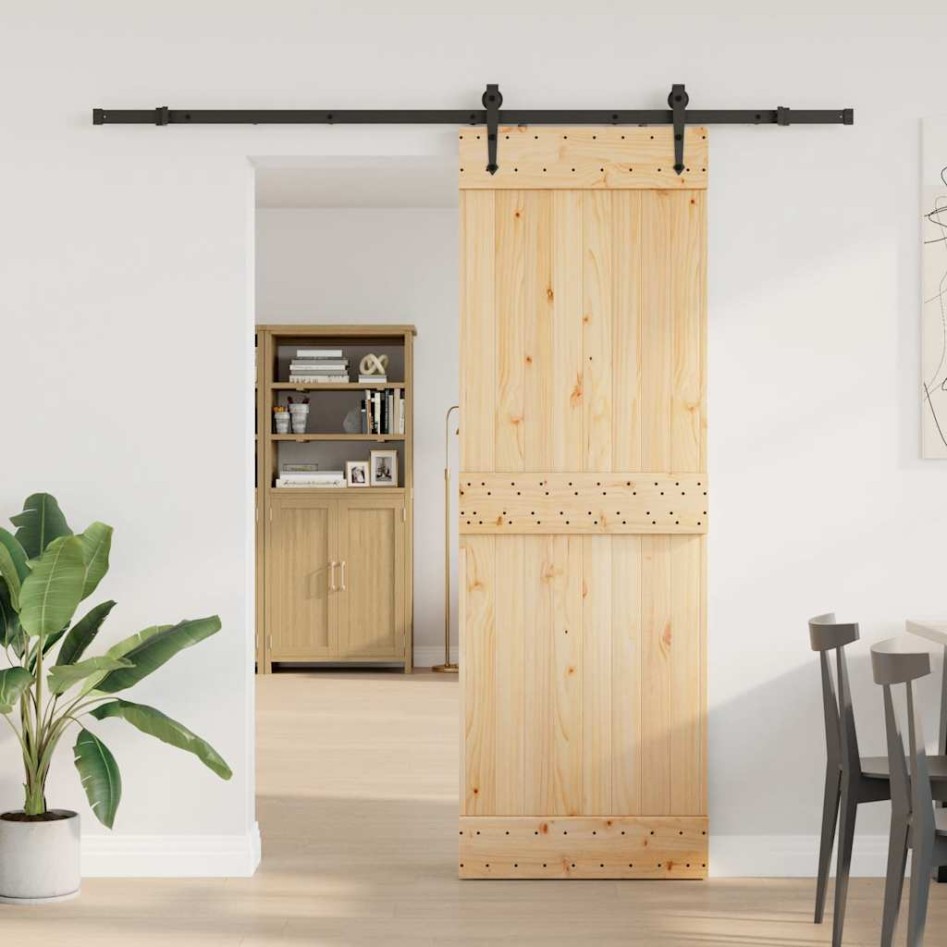 Puerta corredera con herrajes madera maciza de pino 70x210