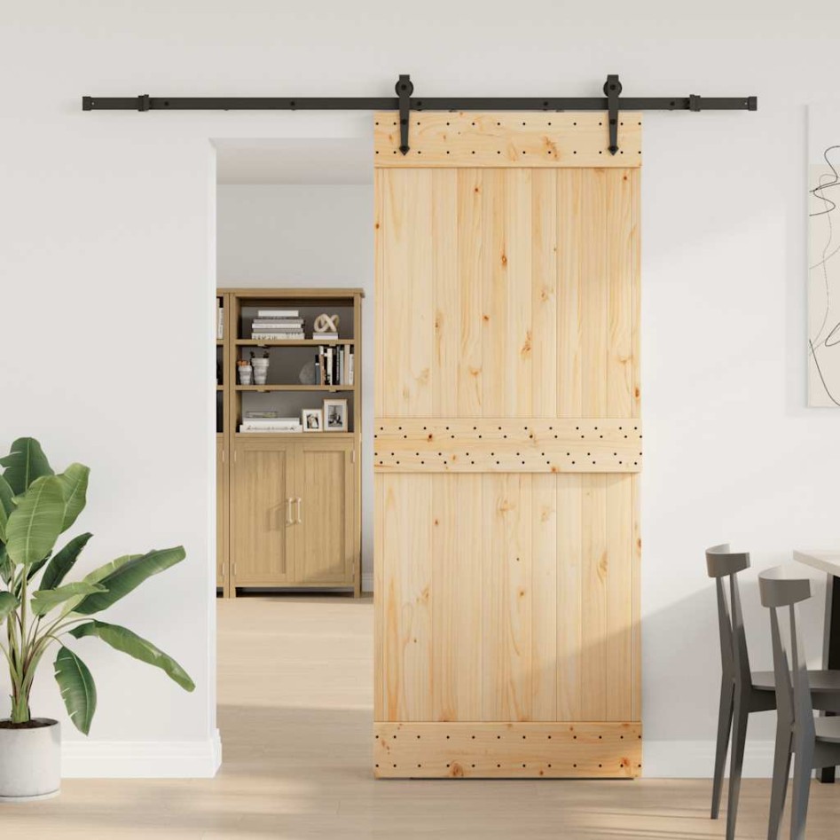 Puerta corredera con herrajes madera maciza de pino 85x210