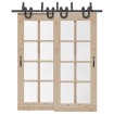 Kit de herrajes para puertas correderas acero negro 200 cm
