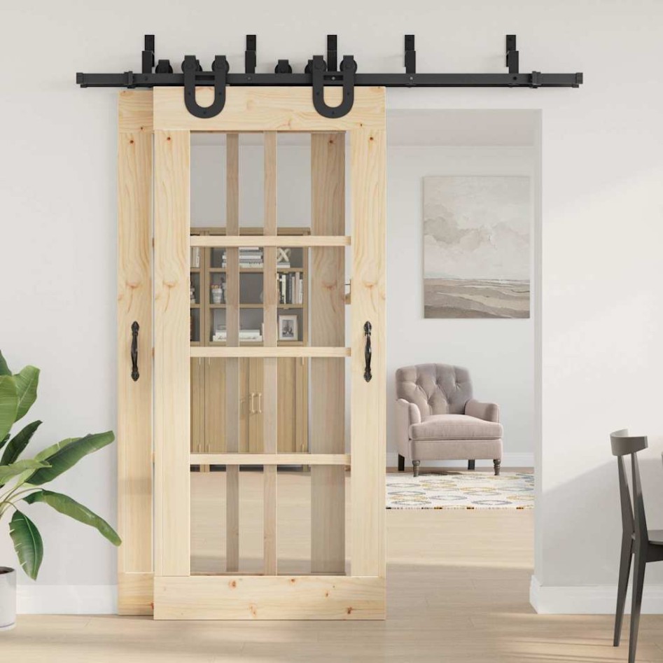 Kit de herrajes para puertas correderas acero negro 200