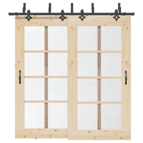Kit de herrajes para puertas correderas acero negro 213,5