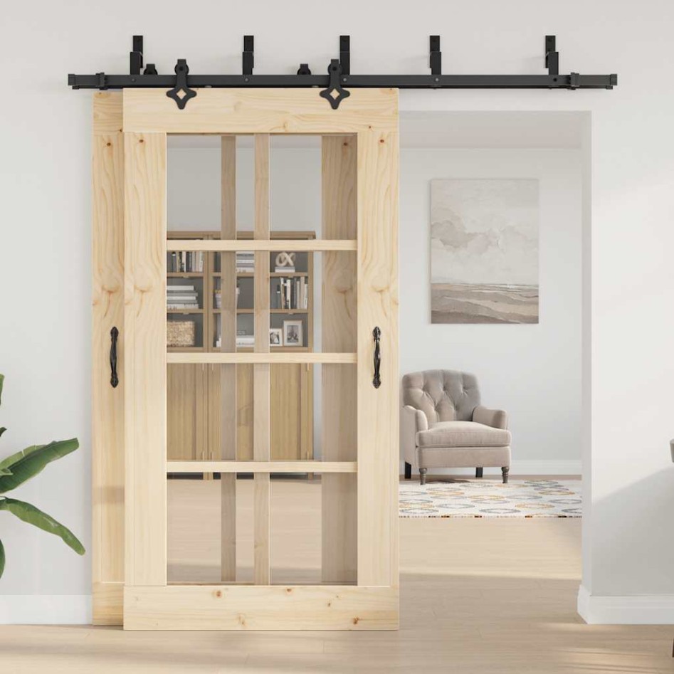 Kit de herrajes para puertas correderas acero negro 213,5