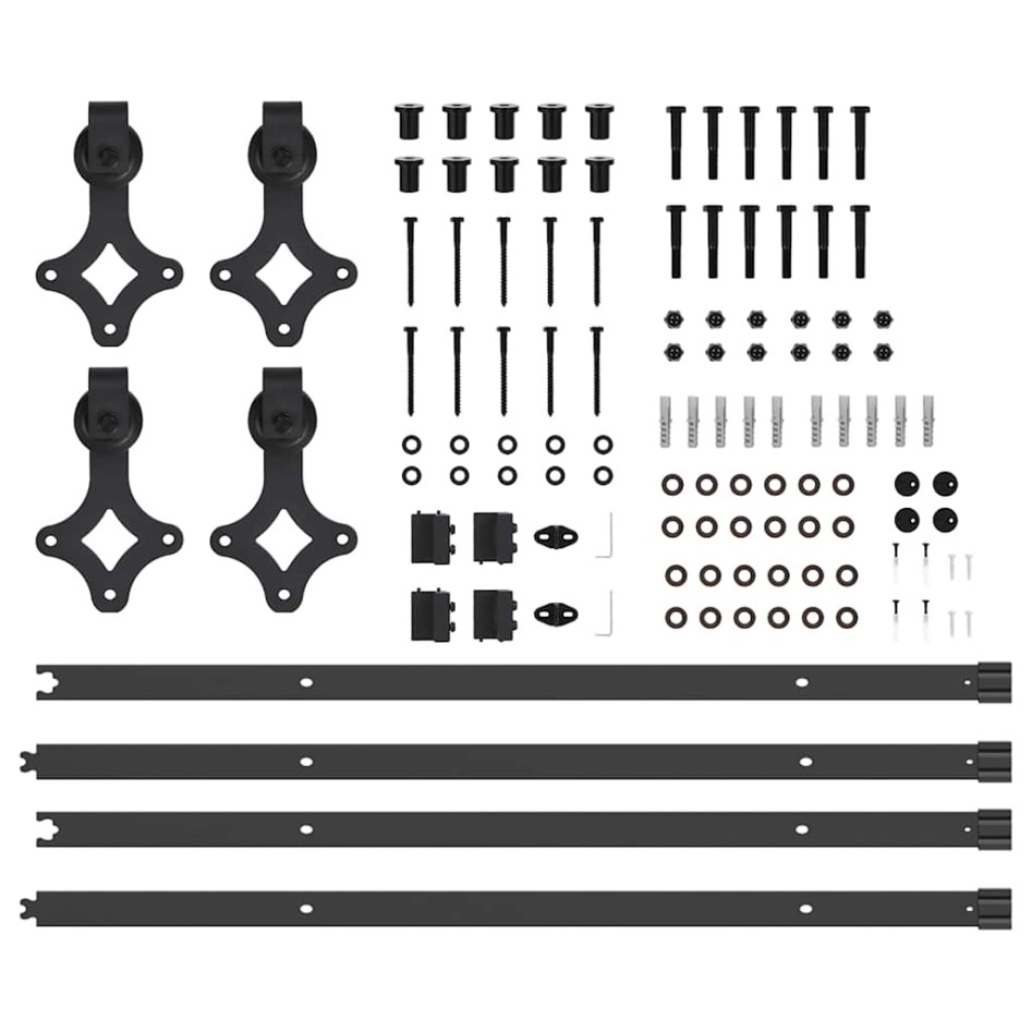 Kit de herrajes para puertas correderas acero negro 213,5