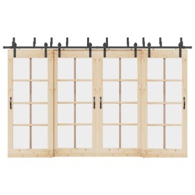 Kit de herrajes para puertas correderas acero negro 366